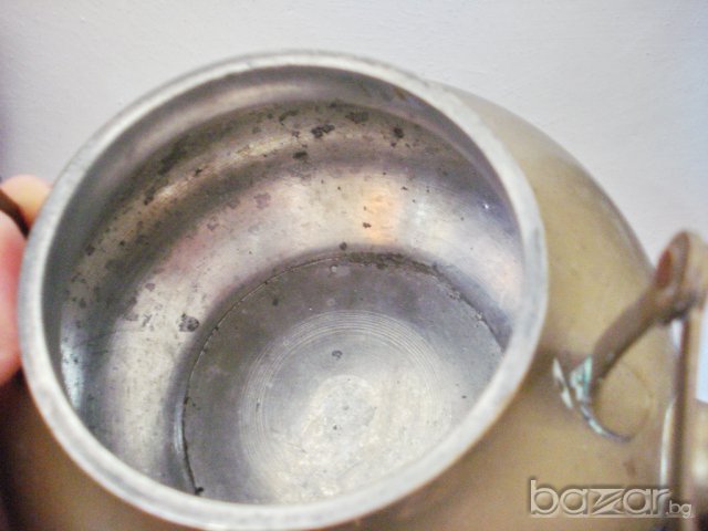 Стар бронзов чайник с капак, снимка 2 - Антикварни и старинни предмети - 7953554