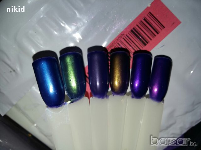 ХИТ !!  цветен прах за нокти пудра  за UV огледален хромиран  ефект блясък пигмент маникюр, снимка 8 - Декоративна козметика - 15360330