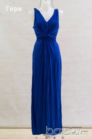 Елегантна синя дълга рокля с еластичен гръб марка Jadde, снимка 3 - Рокли - 18048912