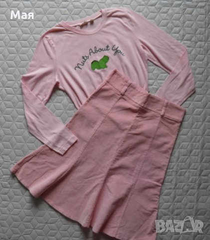 Дамски розов сет пола и блуза размер М