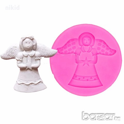 Ангел момиче в рокля със звезда силиконов молд форма декорация и украса фондан шоколад тесто