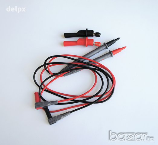 Пипала CAT III за мултицет черно/червено с щипки 10A 1000V 1,3m, снимка 1