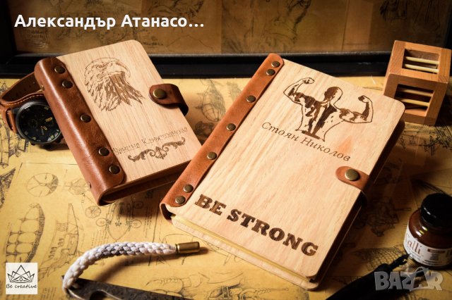 Нов модел ръчно изработен тефтер с дървени корици от дъб 