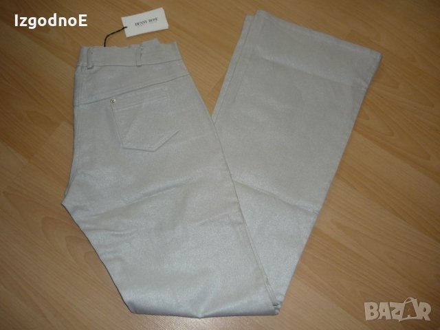 М/Л Нови италиански панталони, бляскави, сребърни- Разпродажба, снимка 1 - Панталони - 21878761