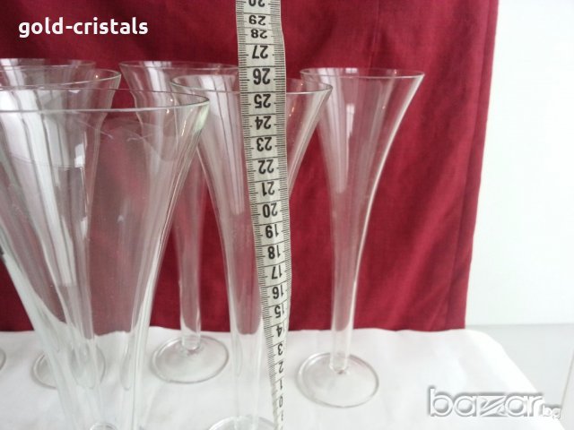 Високи стъклени кристални чаши  , снимка 8 - Антикварни и старинни предмети - 20400780
