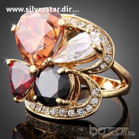 многоцветен пръстен сваровски , снимка 1 - Пръстени - 16763591