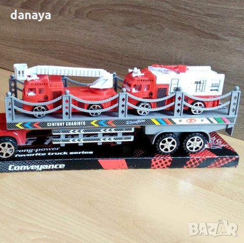 Детски автовоз с две пожарни играчка за момче 43см, снимка 4 - Коли, камиони, мотори, писти - 23576715