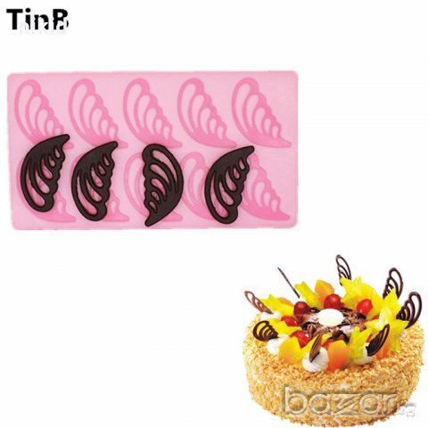 10 бр крила крилца борд топер силиконова форма молд за украса декорация торта фондан шоколад