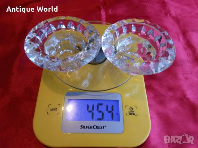 Комплект Свещници от Кристално Стъкло, снимка 6 - Антикварни и старинни предмети - 24894190