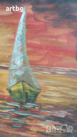 Автентична картина "Ладия самотна", снимка 5 - Картини - 24741769