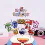 super wings Happy Birthday сет топери клечки декор за торта украса парти Рожден Ден, снимка 1 - Други - 23043954