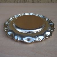 Чиния от бял метал с златисто покритие - 119 гр., снимка 3 - Други ценни предмети - 24792984