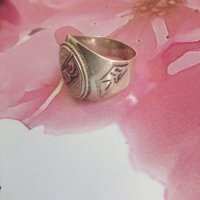 Стар руски сребърен пръстен с ниело, снимка 1 - Пръстени - 25959073