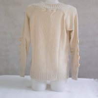 Бежов дамски плетен пуловер марка Fobya , снимка 3 - Блузи с дълъг ръкав и пуловери - 23241883