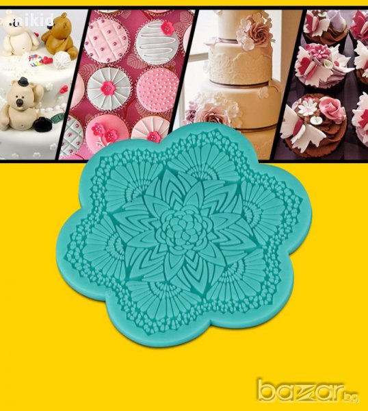 силиконова форма отливка дантела цвете с ветрила  молд за украса декорация фондан торта мъфин, снимка 1