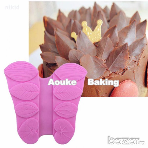 силиконов молд форма вейнър вайнър голям различни листа за украса торта с фондан шоколад, снимка 1