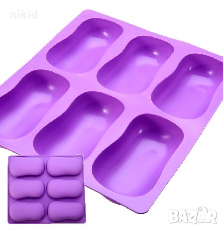 6 форми за сапун заоблени обли овал елипс правоъгълни калъп силиконов молд форма за ръчна изработка, снимка 1
