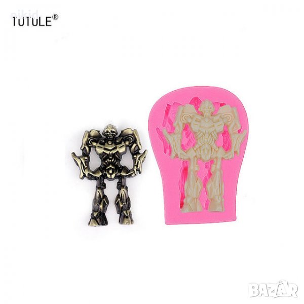 Малък Робот трансформерс силиконов молд форма декорация украса фондан торта шоколад, снимка 1