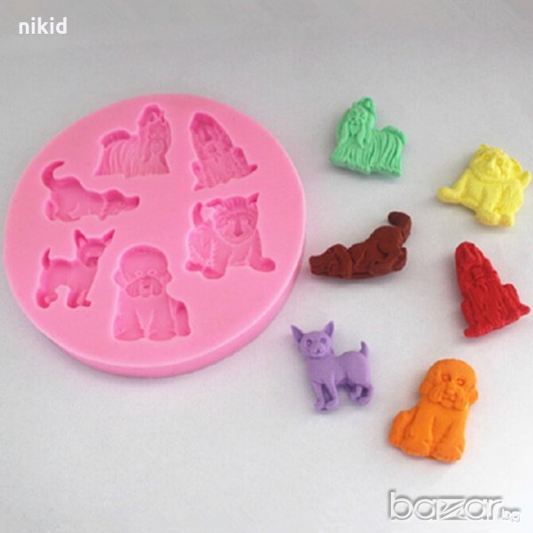 6 кучета силиконов молд форма тесто декорация шоколад фондан украса, снимка 1
