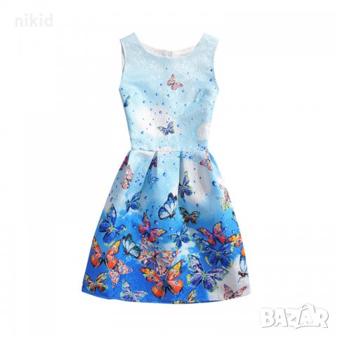 детска дамска  рокля син фон пеперуди  , снимка 1 - Детски рокли и поли - 22578353
