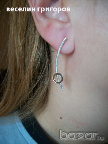 сребърни обеци със злато, снимка 3 - Обеци - 16308294