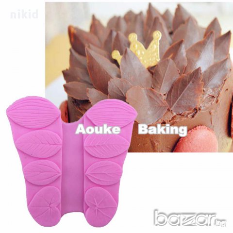 силиконов молд форма вейнър вайнър голям различни листа за украса торта с фондан шоколад