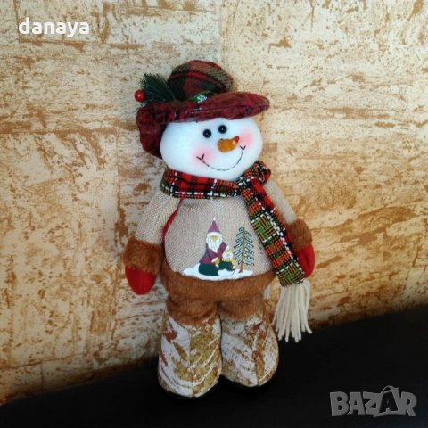 Декоративна коледна фигура от плат Снежко с разтягащи се крака 34-40см, снимка 3 - Декорация за дома - 23216908