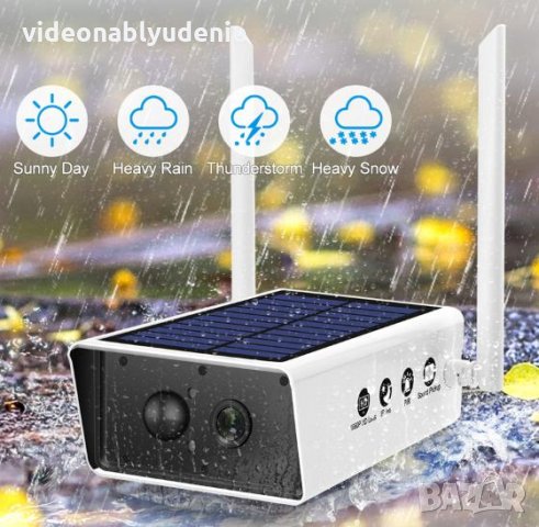 Водоустойчива WiFi Соларна Камера 2MP 1080P 3х18650 Батерии Микрофон Високоговорител м-SD Карта Слот, снимка 6 - IP камери - 25556103