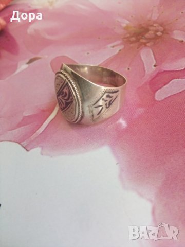 Стар руски сребърен пръстен с ниело