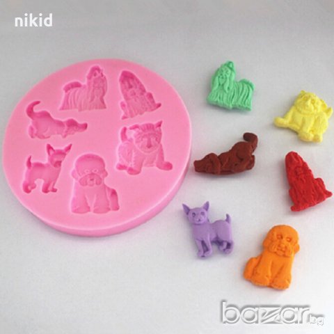 6 кучета силиконов молд форма тесто декорация шоколад фондан украса