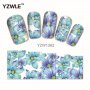 yzw-1382 татос ваденки водни стикери за нокти сини цветя, снимка 1 - Продукти за маникюр - 14738099