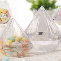 2 размера прозрачна пластмасова кутия Диамант за бижу сувенир бонбони декорация украса, снимка 1 - Други - 24340292