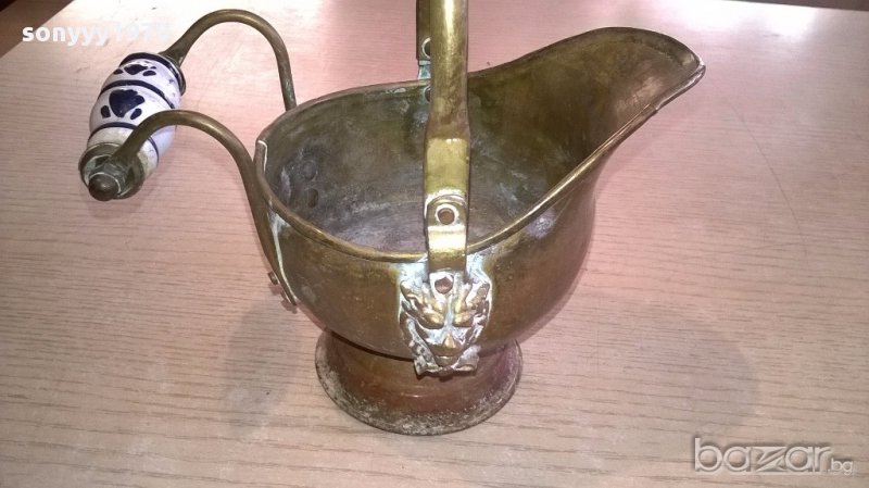АНТИК-Старинна кана-18х17х13см-мед/месинг/патина-внос швеицария, снимка 1