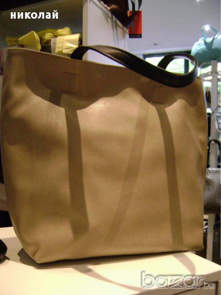 двулицева чанта в бежово или черно, снимка 1