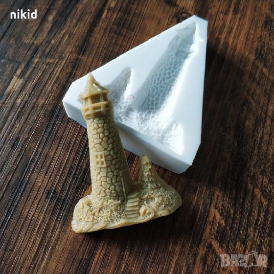 широк Морски фар фенер кула на мозайка силиконов молд форма декорация торта фондан шоколад и др., снимка 1