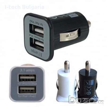  Качествено USB зарядно за iPhone, Samsung, HTC, LG с 2 изхода за кола , снимка 1