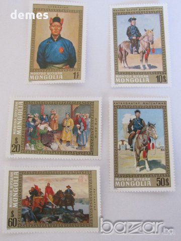 Сет 5 марки Монголски национални герои, ново, минт, 1972 г.