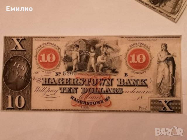 USA $ 10 DOLLARS HAGERSTOWN BANK NEW YORK 18** AUNC