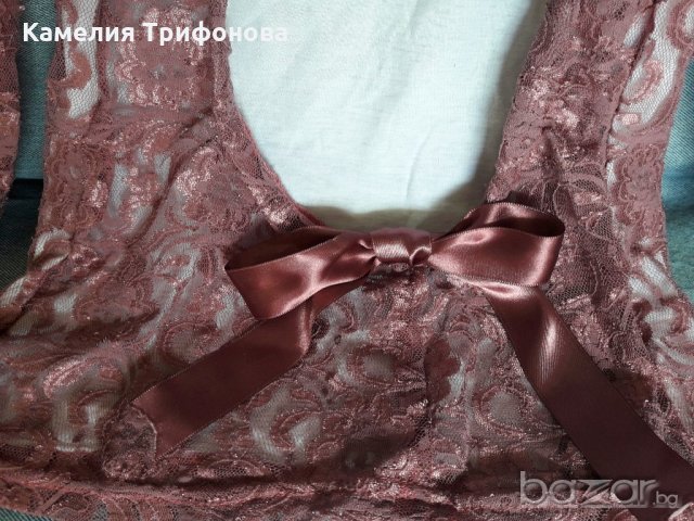 Дантелена блуза пепел от рози с изрязан гръб, снимка 3 - Туники - 21381204