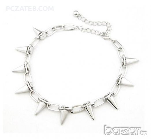 Метална огърлица с шипове сребриста - чокър, снимка 1