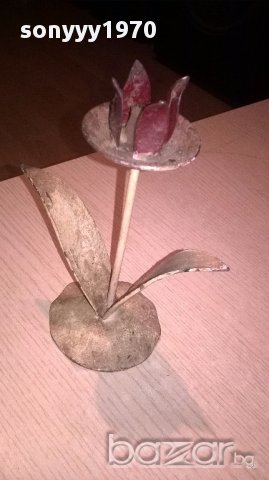 Свещник цвете метал-19х15х9см, снимка 8 - Антикварни и старинни предмети - 17316520