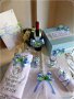 Комплект за кръщене в синьо и зелено с кръстче, снимка 1 - Подаръци за кръщене - 16104618