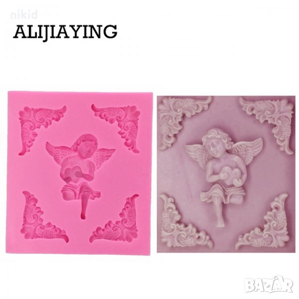Седнал ангел със сърце и ъгли силиконов молд форма декорация торта мъфини украса, снимка 1