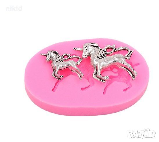 2 размера малки кон еднорог силиконов молд форма за торта украса фондан, снимка 1