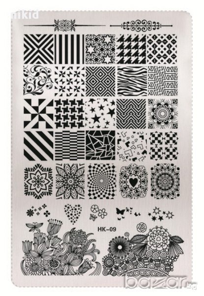 огромен Шаблон за щампа печати за нокти плочка HK-09 номер, снимка 1