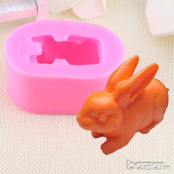 3D заек великденски  силиконов молд форма калъп декор торта гипс сапун фондан шоколад украса и др, снимка 1