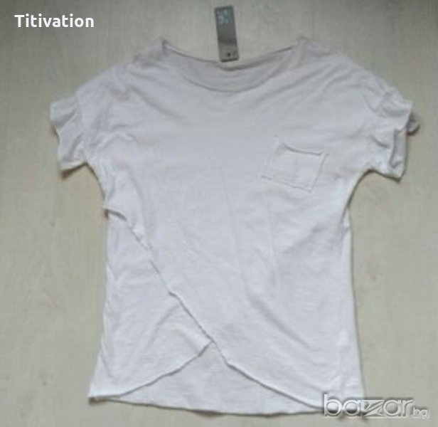 Бяла тениска с джоб, снимка 1