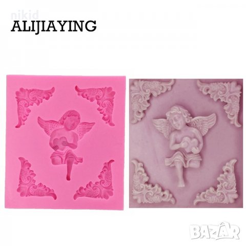 Седнал ангел със сърце и ъгли силиконов молд форма декорация торта мъфини украса