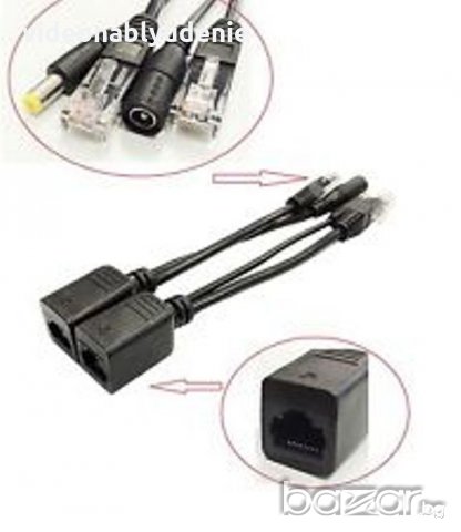 ПОЕ Инджектор ПасивенКомплект PoE Injector + PoE Splitter IP Камери Захранване по Ethernet LAN Кабел