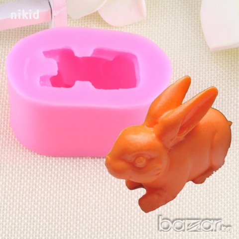 3D заек великденски  силиконов молд форма калъп декор торта гипс сапун фондан шоколад украса и др